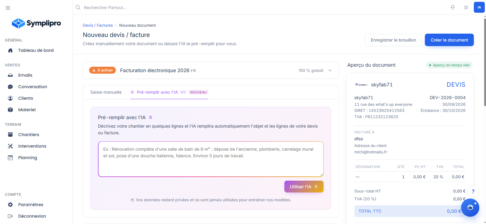 Factures d'acompte et de situation avec le logiciel SimplyPro